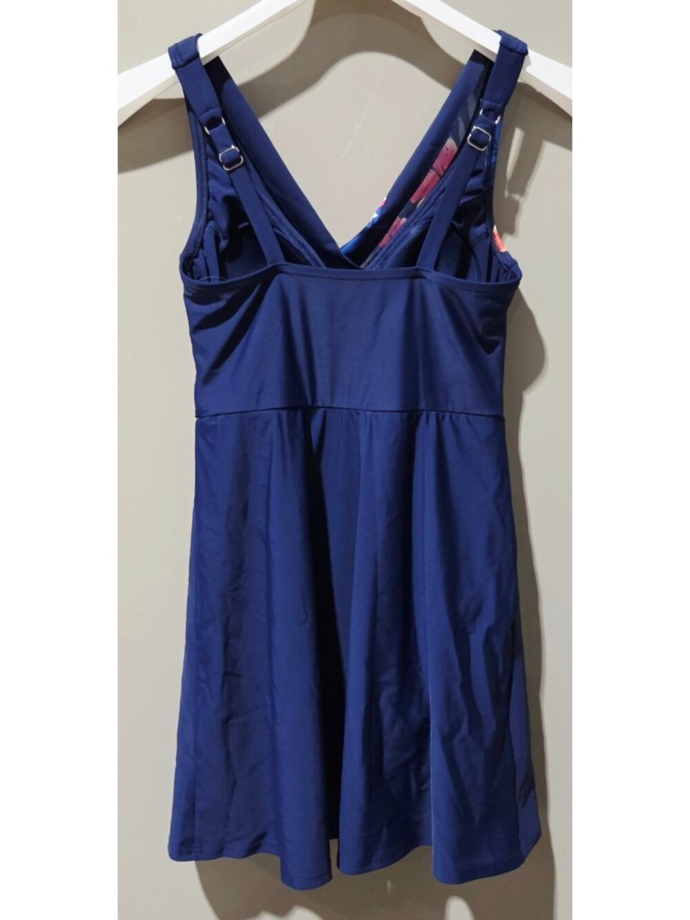 Lands' End Navy Blue & Floral Cross Panel Swim Dress w/ Briefs -- Size XS 2/4 - Picture 5 of 10